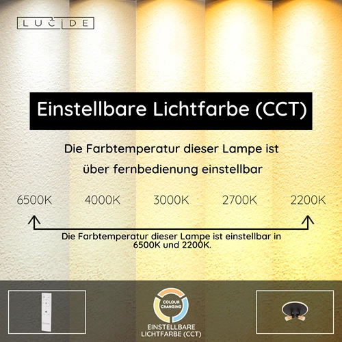 Lucide EVERINA - Deckenleuchte - Ø 30 cm - LED Dim. - CCT - 2200K/6500K - Schwarz | Essential - USP
